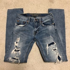 American Eagle Light Wash Distressed Slim Jeans